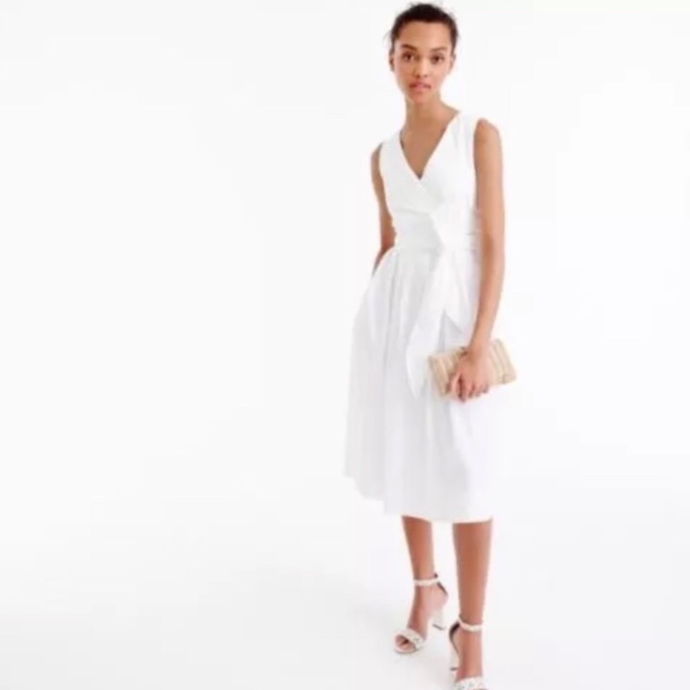 J. Crew Poplin Wrap Dress White